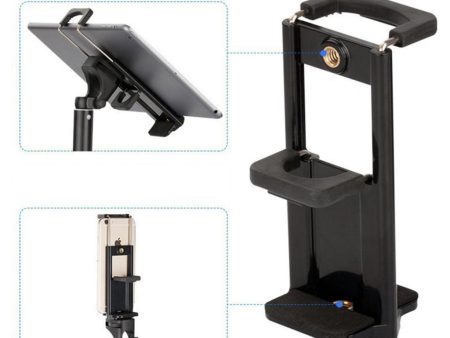 AT779 Universal Cell Phone Tablet Tripod Mount Vertical Bracket Holder Adapter Clamp with 1 4 Screw Hole Hot on Sale