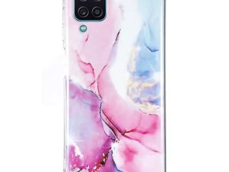 For Samsung Galaxy A12 Flexible TPU Phone Case Anti-fall Protection Marble Pattern IMD Phone Cover Fashion