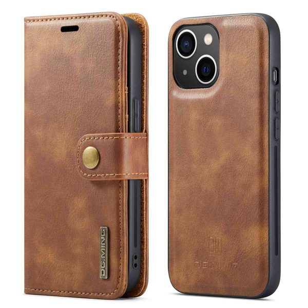 DG.MING For iPhone 14 6.1 inch Detachable Magnetic Case Split Leather Wallet Stand Shockproof  Flip Protective Cover For Cheap