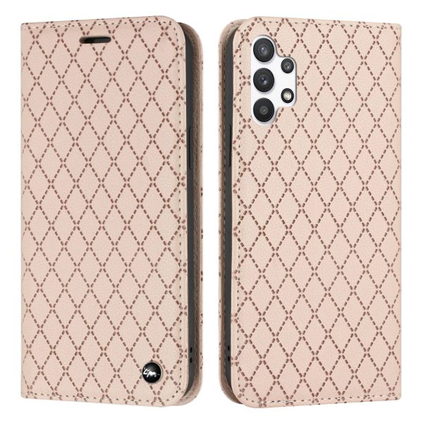 For Samsung Galaxy A13 4G Litchi Texture PU Leather RFID Blocking Phone Cover Rhombus Embossing Smartphone Wallet Stand Case For Discount