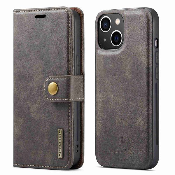 DG.MING For iPhone 14 Plus 6.7 inch Split Leather Magnetic Detachable Flip Case Stand Feature Purse Protection Wallet Cover Online Hot Sale