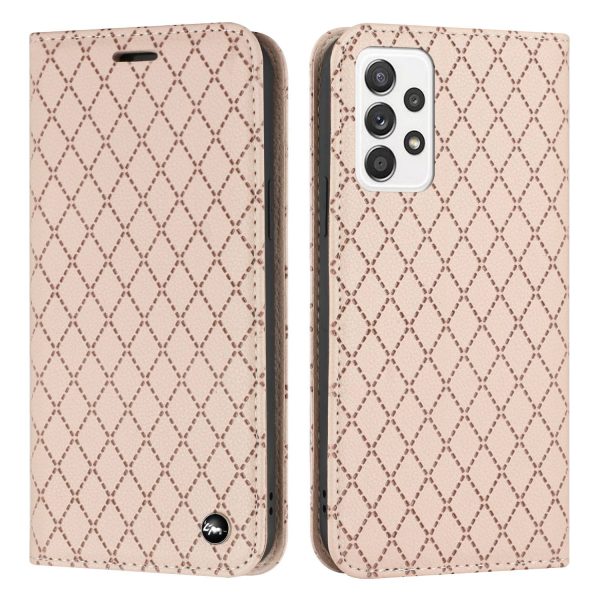 For Samsung Galaxy A52 4G   5G   A52s 5G RFID Blocking Phone Case, Magnetic Auto-absorbed Litchi Texture PU Leather Bump Proof Rhombus Embossment Cellphone Cover with Stand Wallet Online