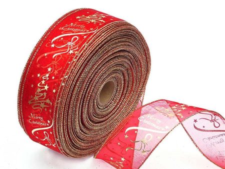 6.3x200cm Christmas Printed Ribbon Strap for Gift Box Wrapping Decor Sale