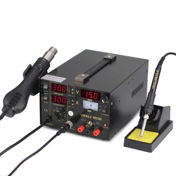 YIHUA 853D LED Soldering Rework Station + Hot Air Gun + 15V 1A Power Supply 3-in-1 Welding Tool Fashion