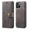 DG.MING For iPhone 14 6.1 inch Detachable Magnetic Case Split Leather Wallet Stand Shockproof  Flip Protective Cover For Cheap