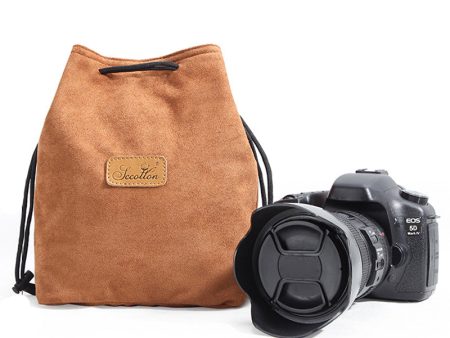 JCCOTTON FB-00001 Soft Liner Camera Bag for Canon Nikon DSLR Shockproof Drawstring Lens Carrying Bag, Square Size L Sale