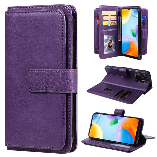 KT Multi-functional Series-1 for Xiaomi Redmi 10C PU Leather Wallet Flip Protective Case Phone Cover with 10 Card Slots and Stand Online Hot Sale