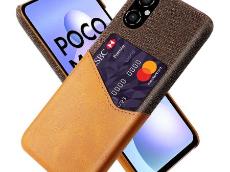 For Xiaomi Poco M4 5G Card Holder Feature Phone Case Cloth Texture PU Leather Coated PC Protective Shell Cheap