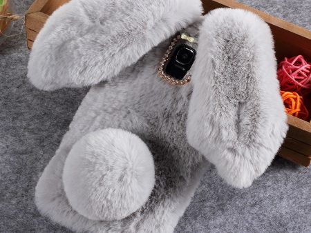 Rabbit Shape Fluffy Fur Coated Rhinestone TPU Shell Case for Samsung Galaxy J6 (2018) Online now