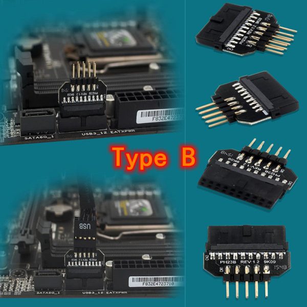 PH23B Motherboard USB2.0 9Pin Male to USB3.0 19Pin Female Front Panel Plug-in Connector Adapter Converter Hot on Sale