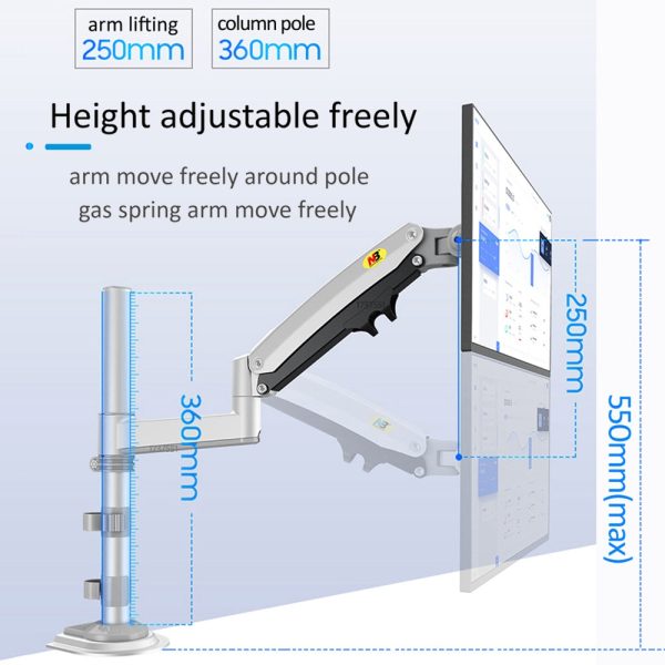 NORTH BAYOU H100 Desk Clip-on Monitor Support Arm Adjustable 22-35 inch Computer Monitor Holder Bracket For Sale