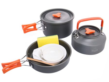 WIDESEA WSC-203J Suitable for 2-3 People Aluminum Camping Cookware Set Lightweight Outdoor Picnic Boiling Pot Teapot Frying Pan (BPA-free, No FDA Certified) Sale