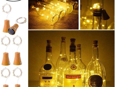 2m 20-LED Waterproof Copper Wire Wine Bottle String Festival Decor (6 PCS Pack with screws) Discount