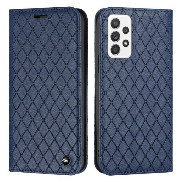 For Samsung Galaxy A52 4G   5G   A52s 5G RFID Blocking Phone Case, Magnetic Auto-absorbed Litchi Texture PU Leather Bump Proof Rhombus Embossment Cellphone Cover with Stand Wallet Online