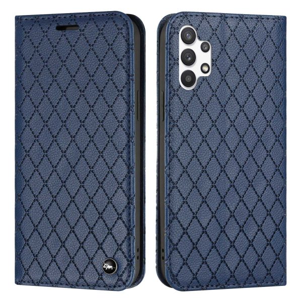 For Samsung Galaxy A13 4G Litchi Texture PU Leather RFID Blocking Phone Cover Rhombus Embossing Smartphone Wallet Stand Case For Discount