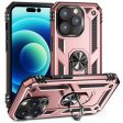 For iPhone 14 Pro Max 6.7 inch Rotary Kickstand Phone Case Soft TPU Hard PC Back Cover with Built-in Metal Sheet Supply