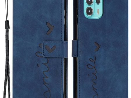 For Motorola Edge 20 Lite Edge 20 Fusion Stand Wallet Leather Phone Case Skin-touch Heart Shape Imprinted Protective Cover Online