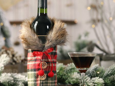 Button Coat Design Cloth Christmas Decorations Wine Bag Christmas Bottle Cover Hot on Sale