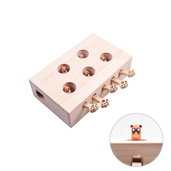 Cat Interactive Toy Cat Funny Hunt Toy Wooden Whack A Mole Mouse Game Puzzle Toy 5 Holes Fashion