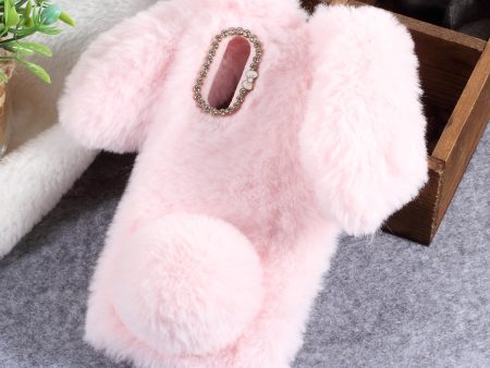 Rabbit Shape Fluffy Fur Coated Rhinestone TPU Protective Mobile Shell for Huawei P20 Hot on Sale