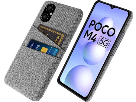 For Xiaomi Poco M4 5G Anti-scratch Phone Case Soft Touch Cloth Texture PC Back Cover with Dual Card Holder Online now