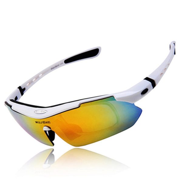 WOLFBIKE BYJ-013 Bicycle Cycling Glasses Sports Sunglasses Anti-UV Polarized Goggles with Interchangeable Lenses Online now