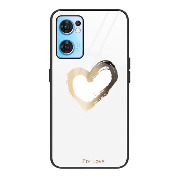 For Oppo Reno7 5G (Global) Pattern Printing Anti-fall Phone Case Well Protection Tempered Glass+PC+TPU Phone Cover For Cheap