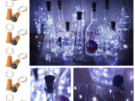 10Pcs 2m Solar Wine Bottle Lights 20 LED Cork String Light Copper Wire Fairy Light for Holiday Christmas Party Supply