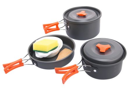 WIDESEA WSC-202J Aluminum Camping Cookware Set for 2-3 People, Lightweight Boiling Pot Teapot Frying Pan (BPA-free, No FDA Certified) For Sale