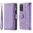 005 Style PU Leather Phone Cover for Xiaomi Redmi Note 11 Pro 4G (Mediatek)   11 Pro 5G (Qualcomm), Rhombus Texture Zipper Pocket Shell Stand Wallet Case with Strap on Sale