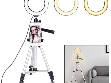 5.7 inch LED Ring Light 3 Light Modes 10 Brightness Levels LED Lamp with Tripod Stand for Video Shooting Makeup on Sale