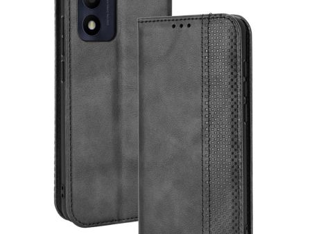 For TCL 303 Alcatel 1B (2022) Anti-fall Auto Closing Magnetic Mosaic Imprinted Phone Shell Retro Texture PU Leather+TPU Wallet Stand Protector Online Hot Sale