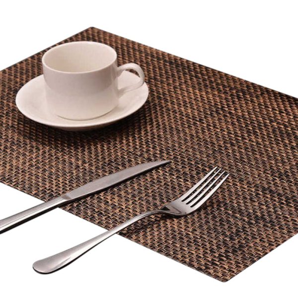 MJ7814 PVC Braided Non-Slip Placemat Dining Table Mat Heat-insulated Tableware Bowl Pads Supply