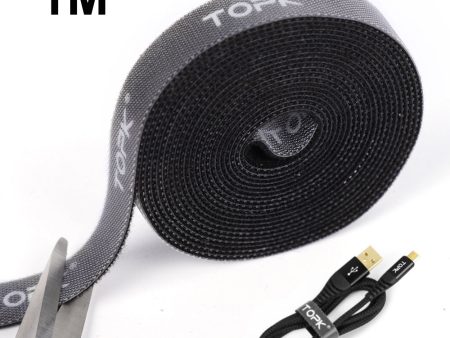 TOPK 1M  Strap Cable Tie Strong Adhesion Self-adhesive Loop & Hook Sticker Supply