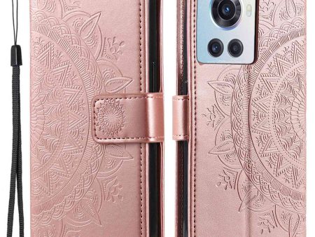 For OnePlus 10R 5G Ace 5G Anti-scratch Stand Cover Mandala Flower Pattern Imprinted PU Leather Wallet Flip Case with Wrist Strap Hot on Sale