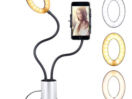 Dimmable Desktop LED Selfie Ring Light with Cell Phone Holder 3 Color Modes Online