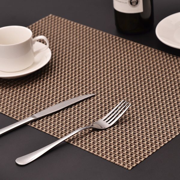 MJ7814 PVC Braided Non-Slip Placemat Dining Table Mat Heat-insulated Tableware Bowl Pads Supply