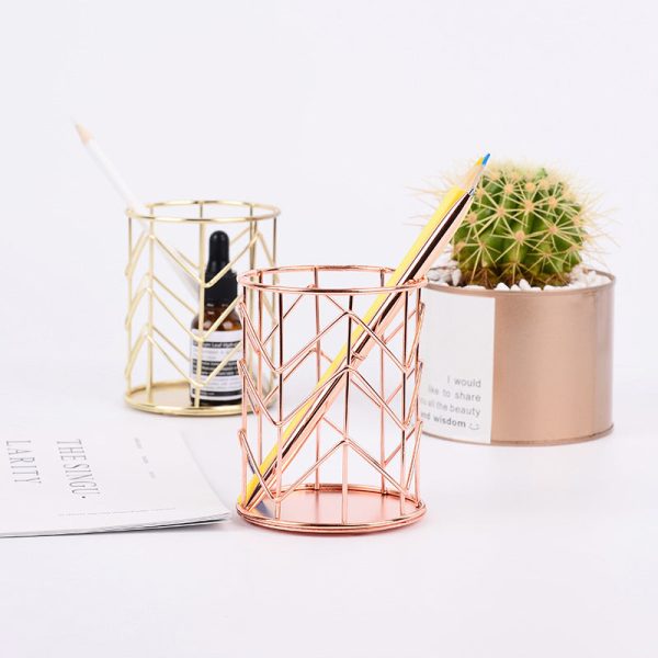 Makeup Brush Holder Nordic Style Iron Art Cosmetics Brush Eyeliners Display Cup Home Decorative Makeup Organizer Desktop Pen Pencil Pot Holder on Sale