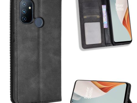 Auto-absorbed Retro Leather Wallet Mobile Cover for OnePlus Nord N100 For Sale