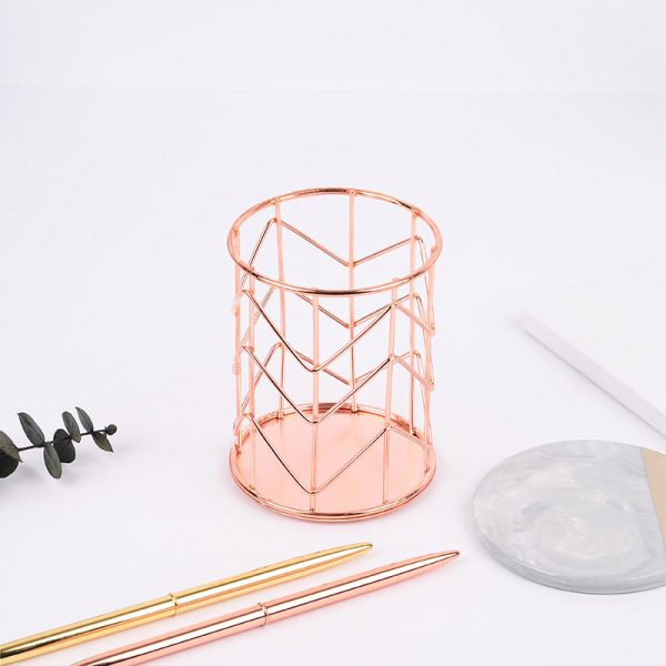 Makeup Brush Holder Nordic Style Iron Art Cosmetics Brush Eyeliners Display Cup Home Decorative Makeup Organizer Desktop Pen Pencil Pot Holder on Sale