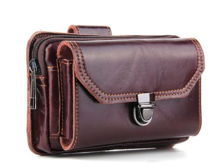 For 6.3-inch Phone Horizontal Crazy Horse Texture Top Layer Cowhide Leather Waist Bag Men s Multi-functional Purse Online Sale