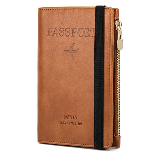 MIYIN HZ702 Travel RFID Blocking Passport Storage Bag PU Leather Wallet Credit Cards Cash Ticket Holder Bag Online