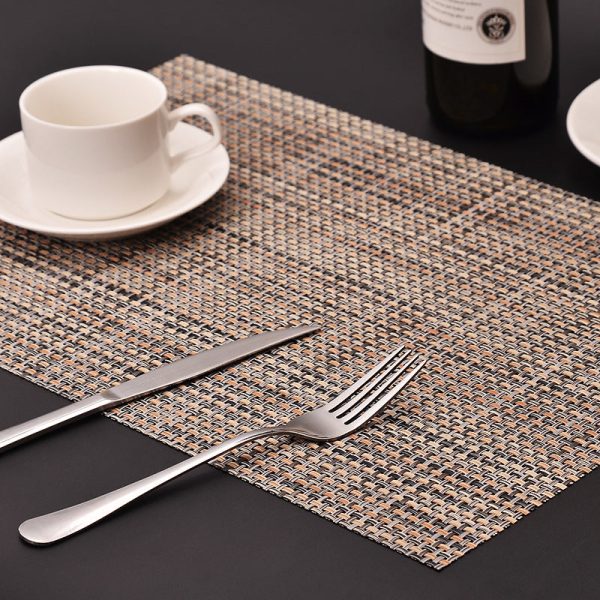 MJ7814 PVC Braided Non-Slip Placemat Dining Table Mat Heat-insulated Tableware Bowl Pads Supply