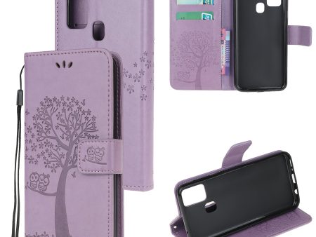 Imprint Tree Owl Wallet Leather Phone Case for OnePlus Nord N100 Sale